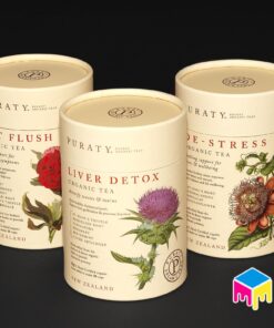 in hộp trà Detox hình trụ