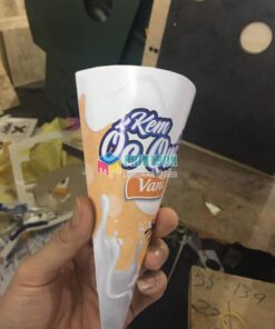 In tem nhãn kem ốc quế